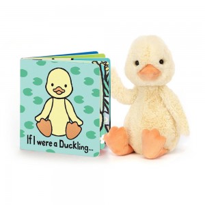 Cadeaux Pour Bébé Jellycat If I were a Duckling Board and Bashful Duckling Medium Jaune | 94738-BKUJ