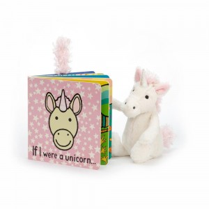 Cadeaux Pour Bébé Jellycat If I were a Unicorn and Bashful Unicorn Small, Blanche | 06328-LXUG