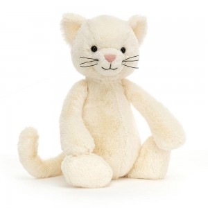 Chat Jellycat Peluche Bashful Cream Kitten,12.2in x 4.7in x 3.5in Blanche | 68951-ICQZ