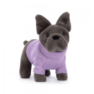 Chien Jellycat Peluche Sweater French Bulldog Purple,6.7in x 2.8in x 7.5in Grise | 83105-SGKX