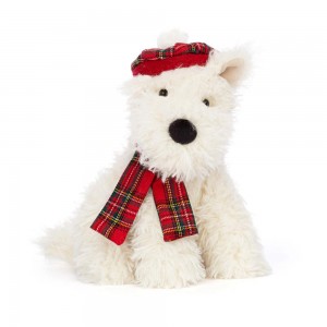Chien Jellycat Peluche Winter Warmer Munro Scottie Dog,8.3in x 4.7in x 5.9in Blanche | 01972-MVCK