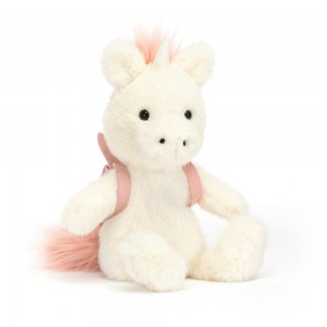 Créatures Mythiques Jellycat Peluche Backpack Unicorn,22cm x 9cm x 8cm Blanche | 49731-TNSE