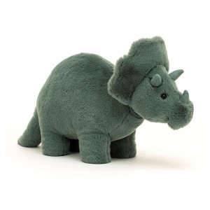 Dinosaure Jellycat Peluche Fossilly Triceratops,6.7in x 4.7in x 11.4in Vert | 50147-TDKN