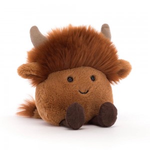 Ferme Jellycat Peluche Amuseabean Highland Cow,12cm x 9cm x 6cm Marron | 15706-TZNP