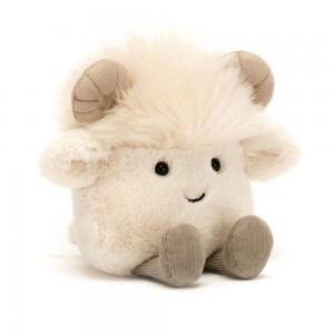 Ferme Jellycat Peluche Amuseabean Ram,12cm x 9cm x 6cm Blanche | 51068-WSMT