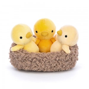 Ferme Jellycat Peluche Nesting Chickies,11cm x 13cm x 13cm Jaune | 14098-RMJF