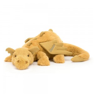 Grand Jellycat Peluche Golden Dragon Huge,19cm x 20cm x 66cm Jaune | 63180-LVAE