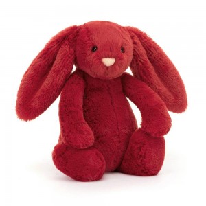Lapin Jellycat Peluche Bashful Cranberry Bunny,18cm x 9cm x 8cm Rouge | 46097-NHRJ