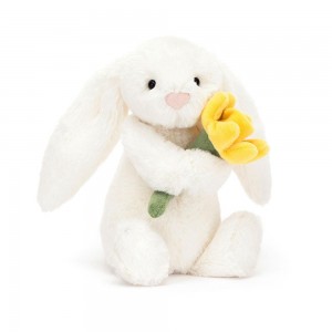 Lapin Jellycat Peluche Bashful Daffodil Bunny,18cm x 9cm x 8cm Blanche | 60132-ESKB