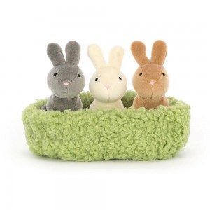 Lapin Jellycat Peluche Nesting Bunnies,11cm x 13cm x 13cm Marron | 53209-EVGA