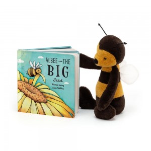 Livres Jellycat Albee And The Big Seed and Bashful Bee Medium Noir | 24378-MBWI