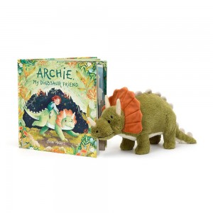 Livres Jellycat Archie, My Dinosaur Friend and Archie Dinosaur, Vert | 50864-UGWI