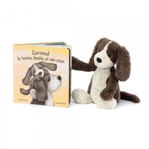 Livres Jellycat Caramel Le Toutou Timide Et Son Papa & Bashful Fudge Puppy Medium Marron | 23841-ONHP