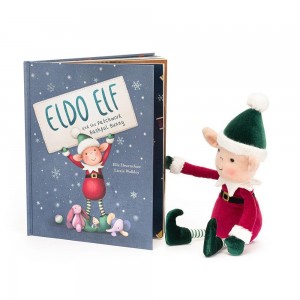 Livres Jellycat Eldo Elf and the Patchwork Bashful Bunny and Eldo Elf, Rouge | 41903-OYDZ