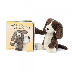 Livres Jellycat Hundchen Schnuck Und Sein Papa Buch and Bashful Fudge Puppy Medium Marron | 57809-ICTA