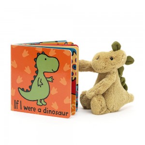 Livres Jellycat If I Were A Dinosaur and Bashful Dino Small, Vert | 02358-FOHB
