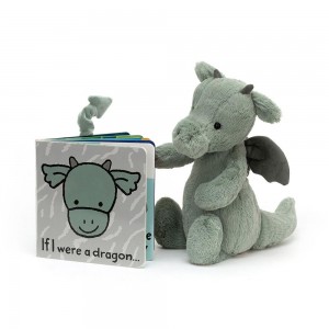 Livres Jellycat If I Were A Dragon and Bashful Dragon Small, Vert | 07429-URLV