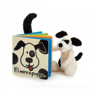 Livres Jellycat If I Were A Puppy and Bashful Puppy Small, Blanche | 29643-KWSX