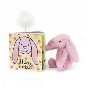 Livres Jellycat If I Were A Rabbit and Bashful Tulip Bunny Small, Rose | 24170-VAOE