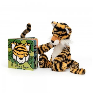 Livres Jellycat If I Were A Tiger and Bashful Tiger Medium Jaune | 73609-ROIH
