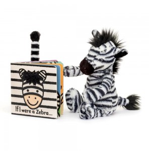 Livres Jellycat If I Were A Zebra Board and Bashful Zebra Medium Blanche | 26198-IEHO