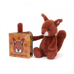 Livres Jellycat If I Were a Squirrel Board and Bashful Squirrel Medium Orange | 38695-UQDB