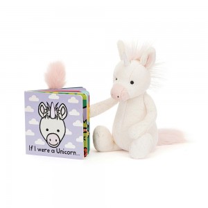 Livres Jellycat If I Were a Unicorn Board and Bashful Unicorn Medium Violette | 84912-FPVH