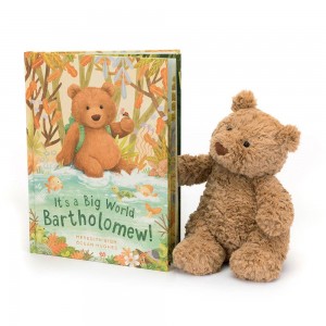 Livres Jellycat It's a Big World Bartholomew and Bartholomew Bear Medium Marron | 48791-LYSE