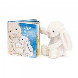 Livres Jellycat Lapin Timide Veut Grandir Livre and Bashful Cream Bunny Medium Blanche | 45910-UIWS