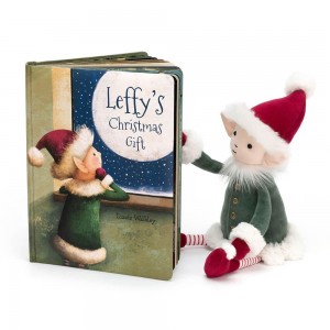 Livres Jellycat Leffy's Christmas Gift and Leffy Elf Medium Vert | 95063-APZB