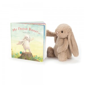 Livres Jellycat My Friend Bunny and Bashful Bunny Medium Beige | 31086-QUSZ