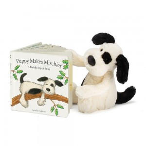 Livres Jellycat Puppy Makes Mischief and Bashful Puppy Medium Blanche | 69583-AHLV