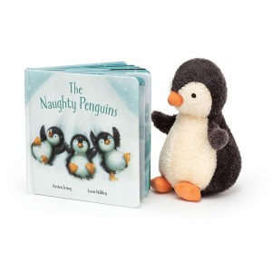 Livres Jellycat The Naughty Penguins and Peanut Penguin Medium Noir | 47316-QGYI