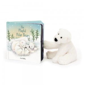 Livres Jellycat The Playful Polar Bears and Perry Polar Bear Small, Blanche | 41983-CIZT