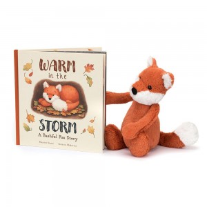 Livres Jellycat Warm in the Storm and Bashful Fox Cub Medium Blanche | 93047-YGAM