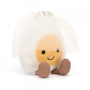 Mariage Et Anniversaire Jellycat Peluche Amuseables Boiled Egg Bride,14cm x 9cm x 4cm Blanche | 34816-HLNV