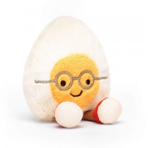 Nourriture Jellycat Peluche Amuseables Boiled Egg Geek,14cm x 9cm x 4cm Blanche | 73425-SVZC