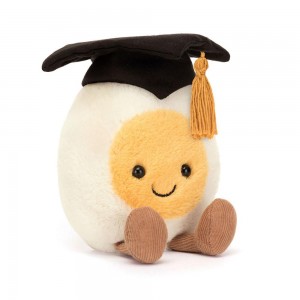 Nourriture Jellycat Peluche Amuseables Boiled Egg Graduation,14cm x 9cm x 4cm Blanche | 61804-CVOU