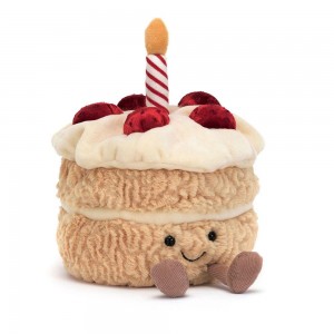 Nourriture Jellycat Peluche Amuseables Birthday Cake,16cm x 12cm x 12cm Beige | 75692-RUJN