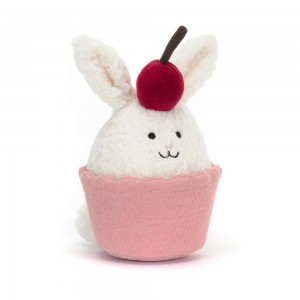 Nourriture Jellycat Peluche Amuseables Dainty Dessert Bunny Cupcake,14cm x 10cm x 9cm Blanche | 38145-FGEK