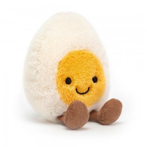 Nourriture Jellycat Peluche Amuseables Happy Boiled Egg,14cm x 9cm x 4cm Blanche | 73802-GJYK