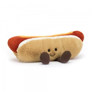 Nourriture Jellycat Peluche Amuseables Hot Dog,11cm x 25cm x 8cm Beige | 81923-IYZX
