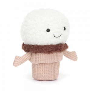 Nourriture Jellycat Peluche Amuseables Ice Cream Cone,14cm x 9cm x 5cm Blanche | 50324-BOYR