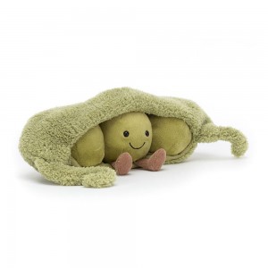 Nourriture Jellycat Peluche Amuseables Pea in a Pod,11cm x 26cm x 10cm Vert | 20631-PNBI