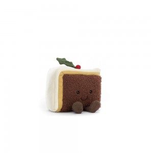 Nourriture Jellycat Peluche Amuseables Slice of Christmas Cake,12cm x 13cm x 8cm Marron | 65273-HWPS