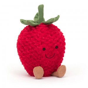 Nourriture Jellycat Peluche Amuseables Strawberry,20cm x 13cm x 9cm Rouge | 86512-WIZX