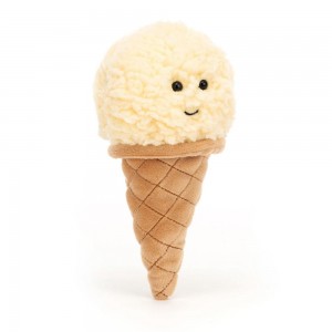 Nourriture Jellycat Peluche Irresistible Ice Cream Vanilla,17cm x 8cm x 7cm Blanche | 02543-PSLA