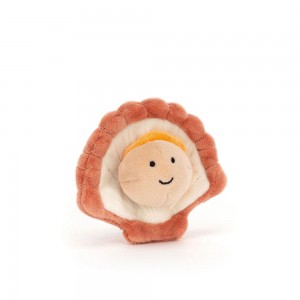 Nourriture Jellycat Peluche Sensational Seafood Scallop,9cm x 11cm x 4cm Marron | 36504-AXEH