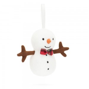 Objets Jellycat Peluche Amuseables Festive Folly Snowman,15cm x 6cm x 5cm Blanche | 57032-OPWU