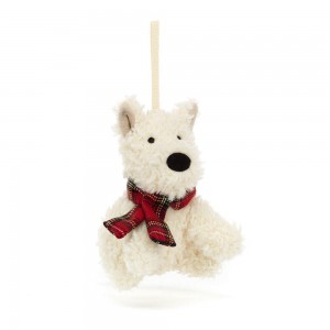 Ours Jellycat Peluche Munro Scottie Dog Decoration,11cm x 6cm x 5cm Blanche | 31690-OITF